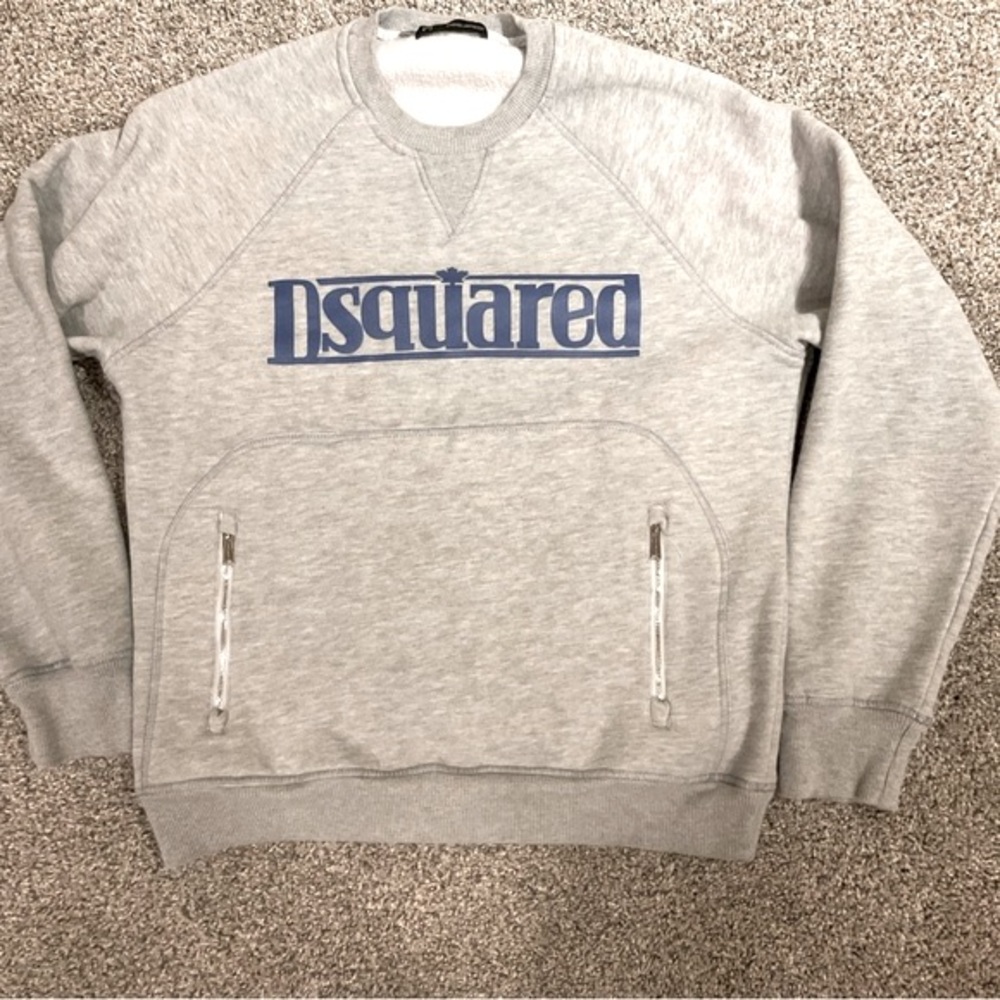 Dsquared Sweatshirt, gray w/ blue print, size XL, EUC